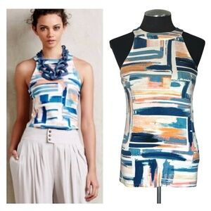 Deletta – Isla Knit Brushstroke Cutout Stretch Halter Top – Extra Small XS